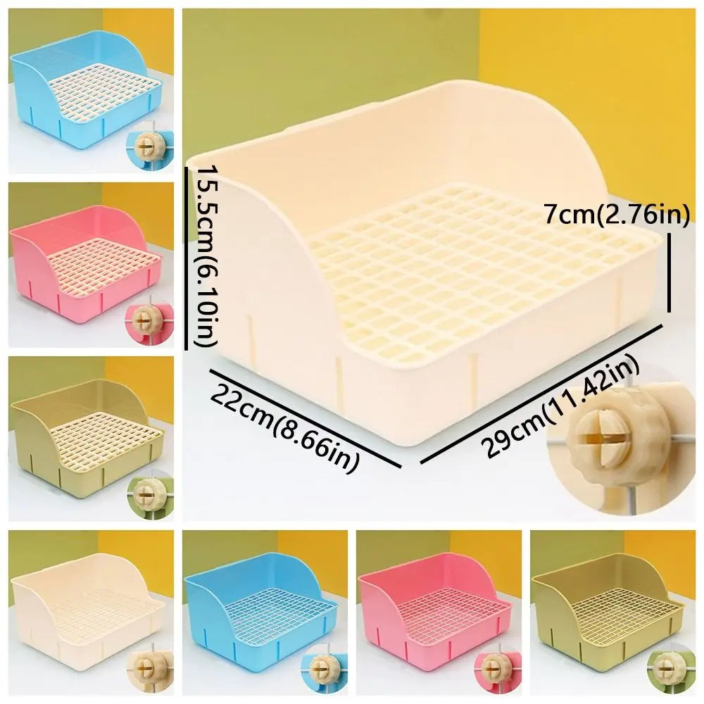 Rabbit Corner Litter Box – Anti-Splash Detachable Grid Potty Small Animal Litter Box Babs