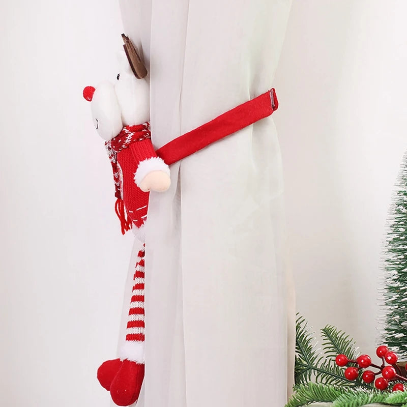 Christmas Santa & Snowman Curtain Buckle Ornament Decoration Christmas Curtain Ornament Babs