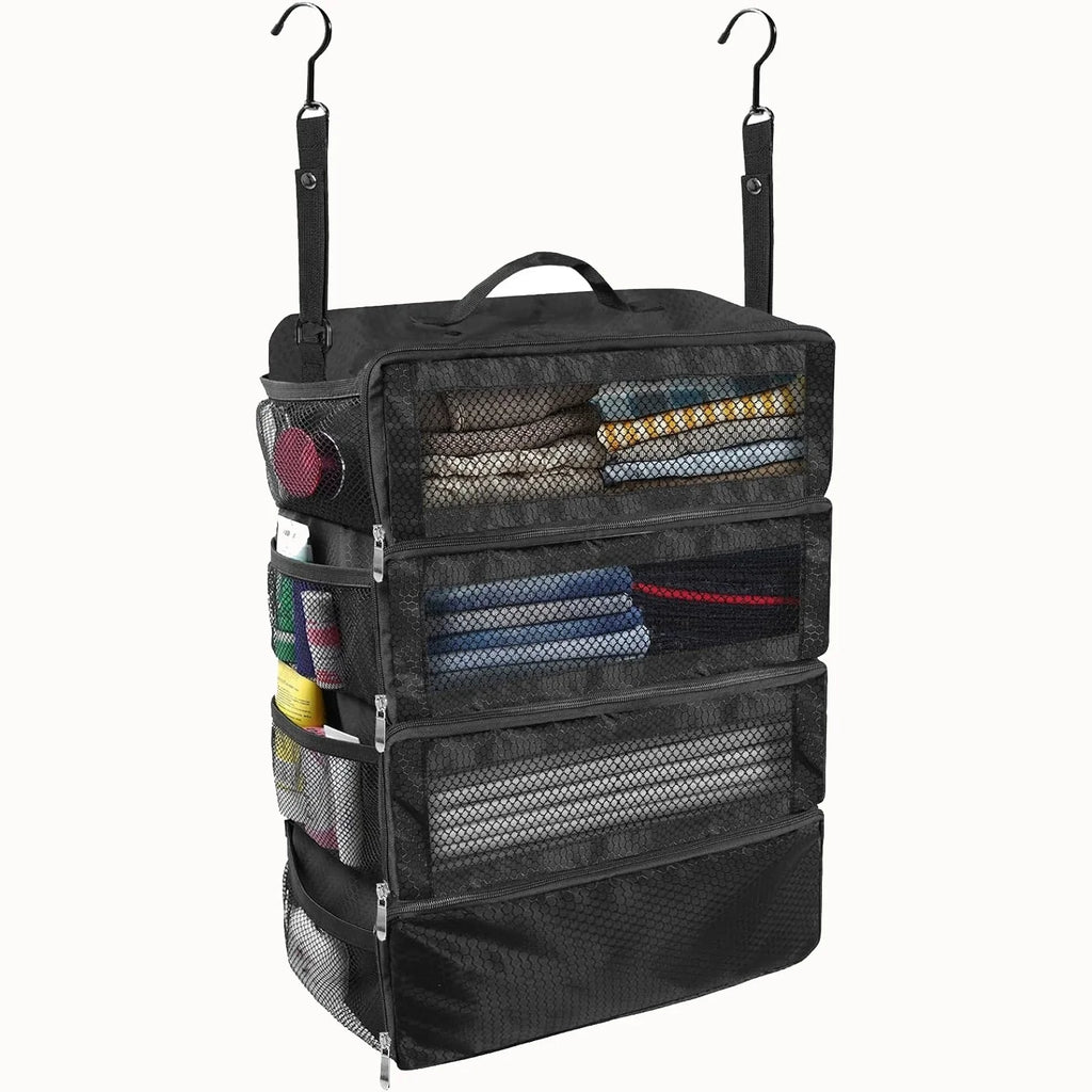 Hanging Suitcase Organizer – Collapsible Travel Packing Cubes Travel Packing Organizer Babs Black