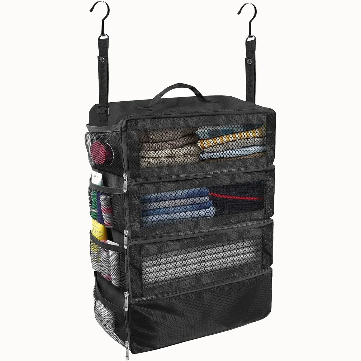 Hanging Suitcase Organizer – Collapsible Travel Packing Cubes Travel Packing Organizer Babs Black