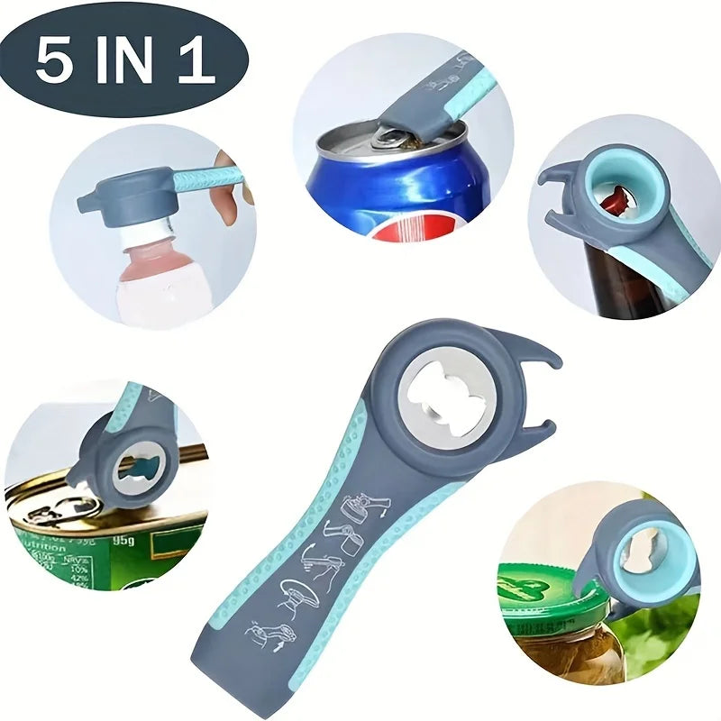 5-in-1 Can & Bottle Opener Stainless Steel Kitchen Tool Multifunctional Can Opener Babs
