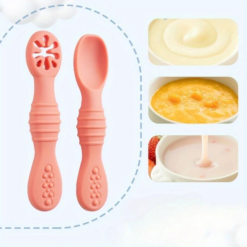 2pcs Food Grade Baby Feeding Spoons – Safe Tableware Set Baby Feeding Spoon Babs