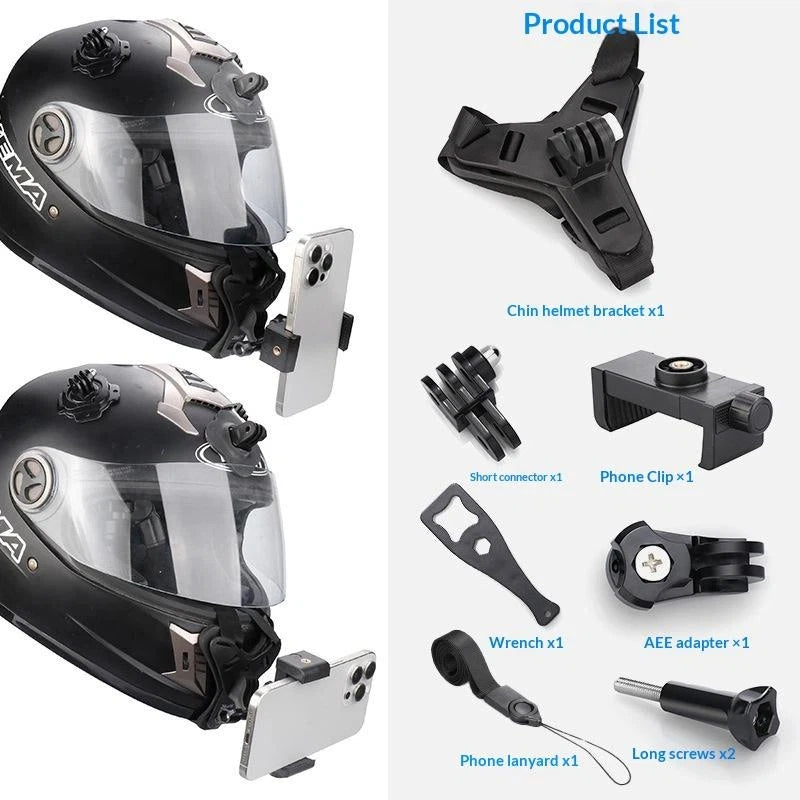 Helmet Chin Mount Strap for GoPro, Action & Insta360 Cameras Helmet Camera Mount Babs Black