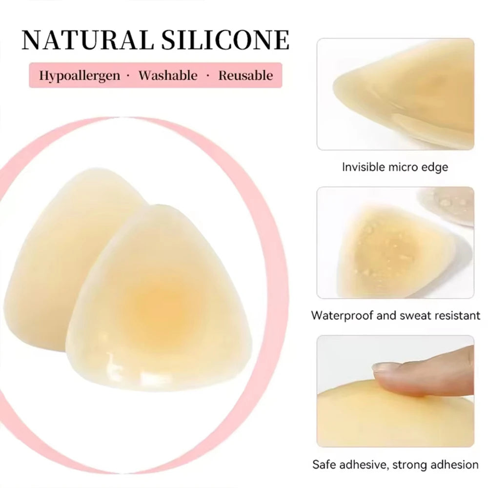 Silicone Triangular Nipple Covers – Reusable Invisible Bra Petals Nipple Covers Babs
