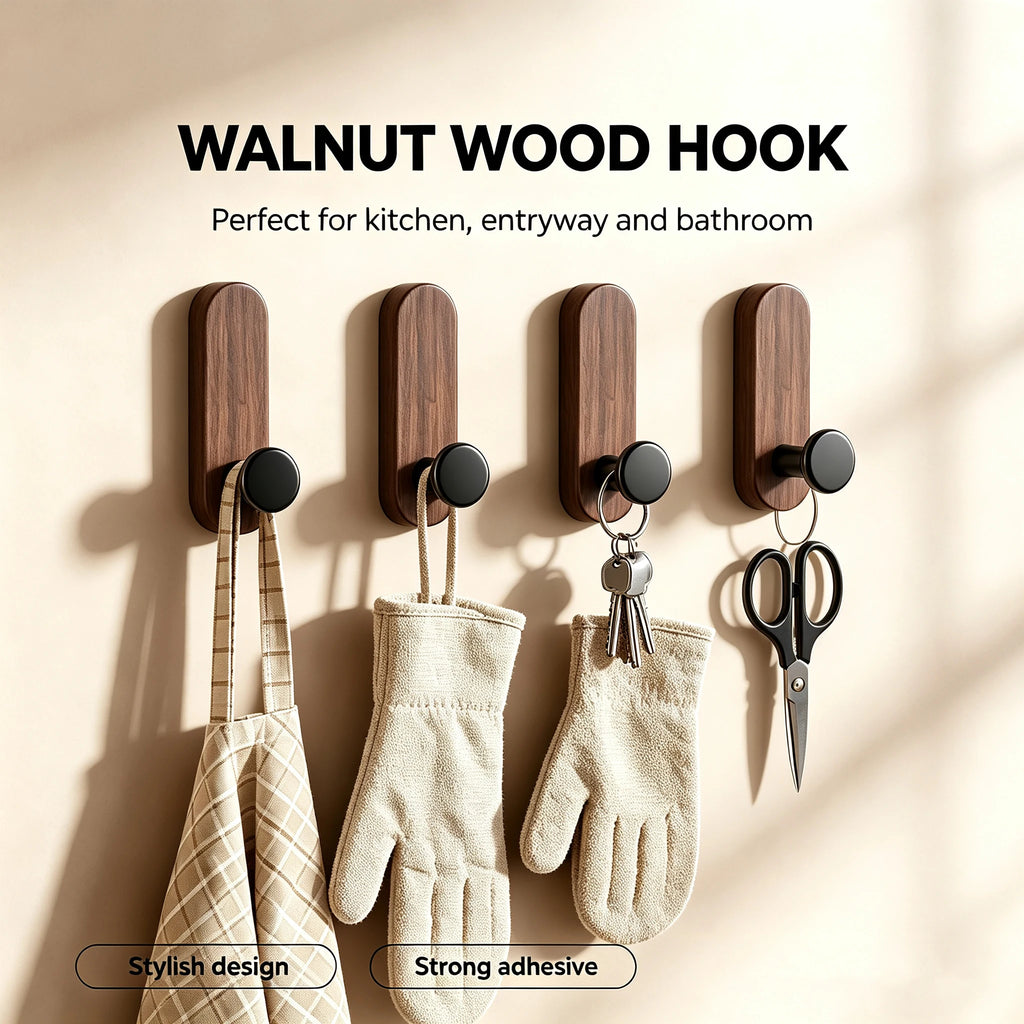 Self-Adhesive Wooden Wall Hook – Coat, Key & Towel Hanger Wall Hook Babs