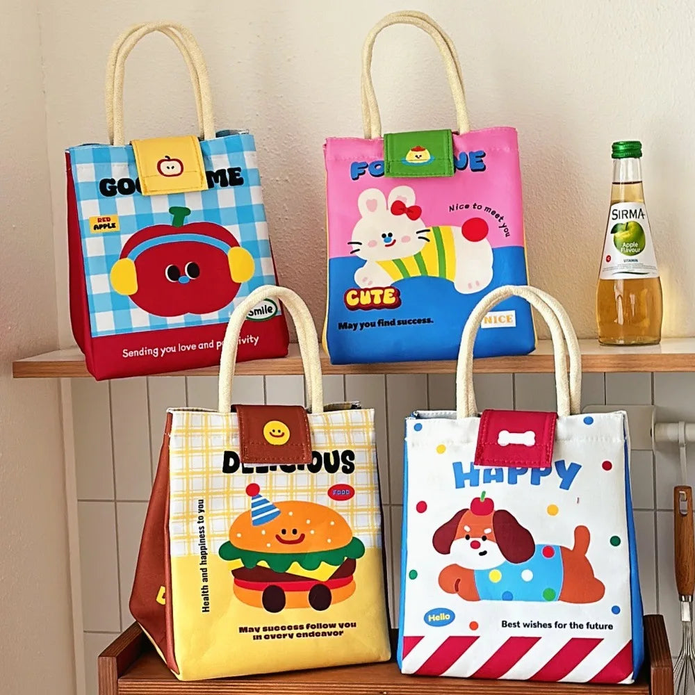 Cartoon Insulated Lunch Bag – Large Canvas Bento Tote Insulated Lunch Tote Babs