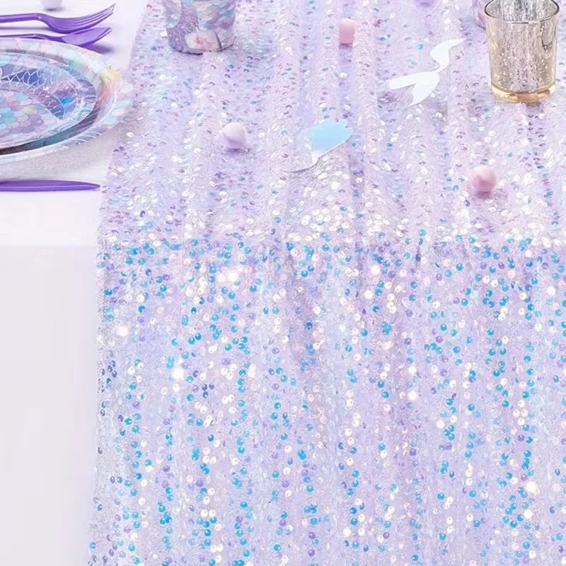 Glitter Sequin Iridescent Table Runner – Boho Wedding & Party Sequin Table Runner Babs