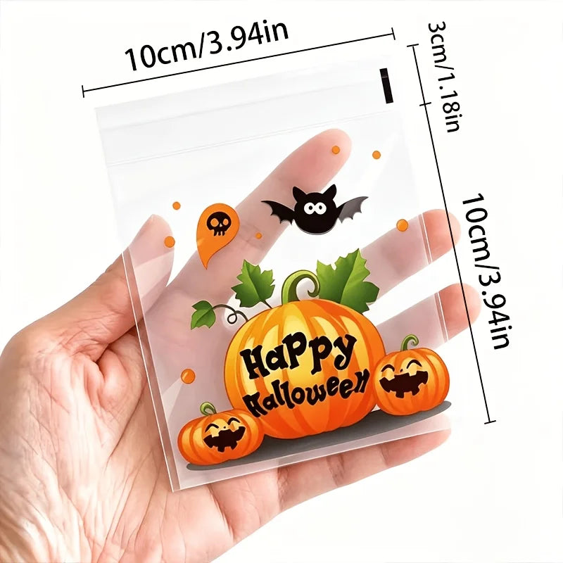 100Pcs Clear Self-Adhesive Halloween Treat & Candy Bags Halloween Treat Bags Babs