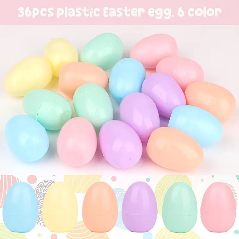 36Pcs Colorful Fillable Plastic Easter Eggs – Hunt & Party Easter Egg Set Babs