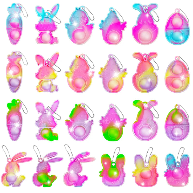 Mini Pop Keychains Easter Rabbit Egg Party Favors 10/20Pcs Easter Party Favors Babs Random Mix 10Pcs