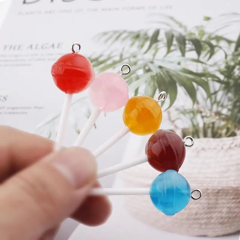 20Pcs Lollipop Resin Charms for DIY Keychains & Jewelry Making Resin Craft Charms Babs