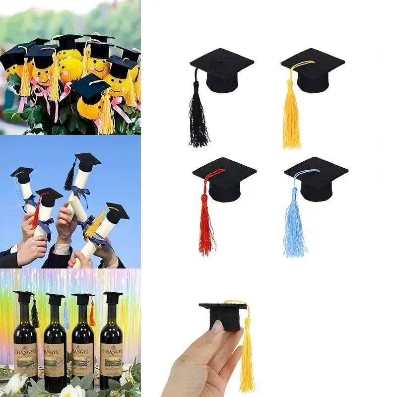 10PCS Mini Felt Graduation Cap Tassels – Party Bottle Decor Party Decoration Set Babs