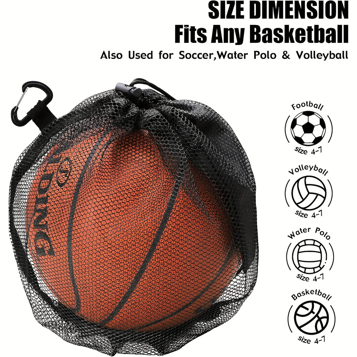 Mesh Ball Bag for Basketball Soccer Volleyball – Drawstring Sports Ball Bag Babs