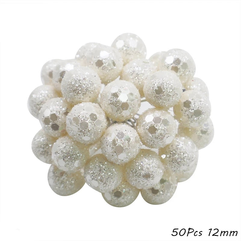 White Artificial Cherry Stamen Berry Bundle | DIY Xmas & Wedding Decor Artificial Flower Bundle Babs F13