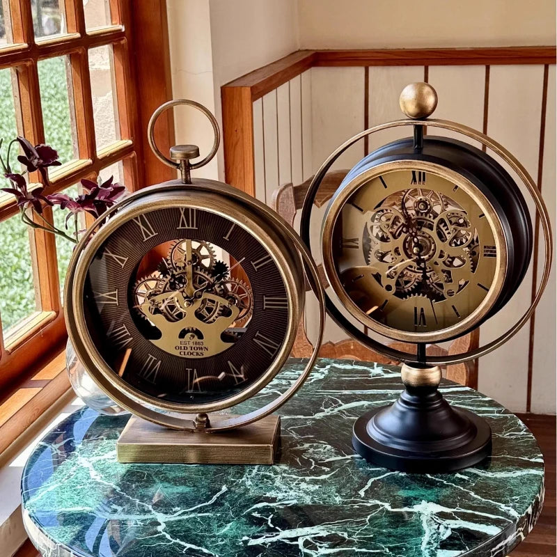 Retro Metal Table Clock – Silent Quartz Luxury Desk Decor Decorative Table Clock Babs