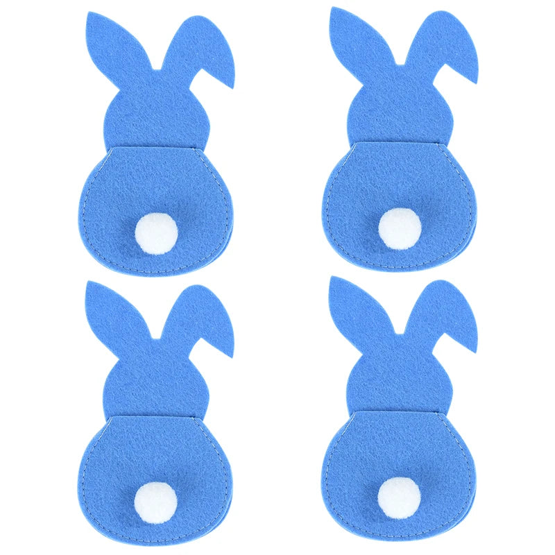 4pcs Easter Felt Bunny Cutlery Bags – Spring Table Décor Easter Cutlery Holder Babs blue