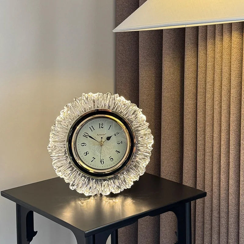 Retro Luxury Desk Clock with Backlight – Silent Quartz Table Clock Decorative Desk Clock Babs