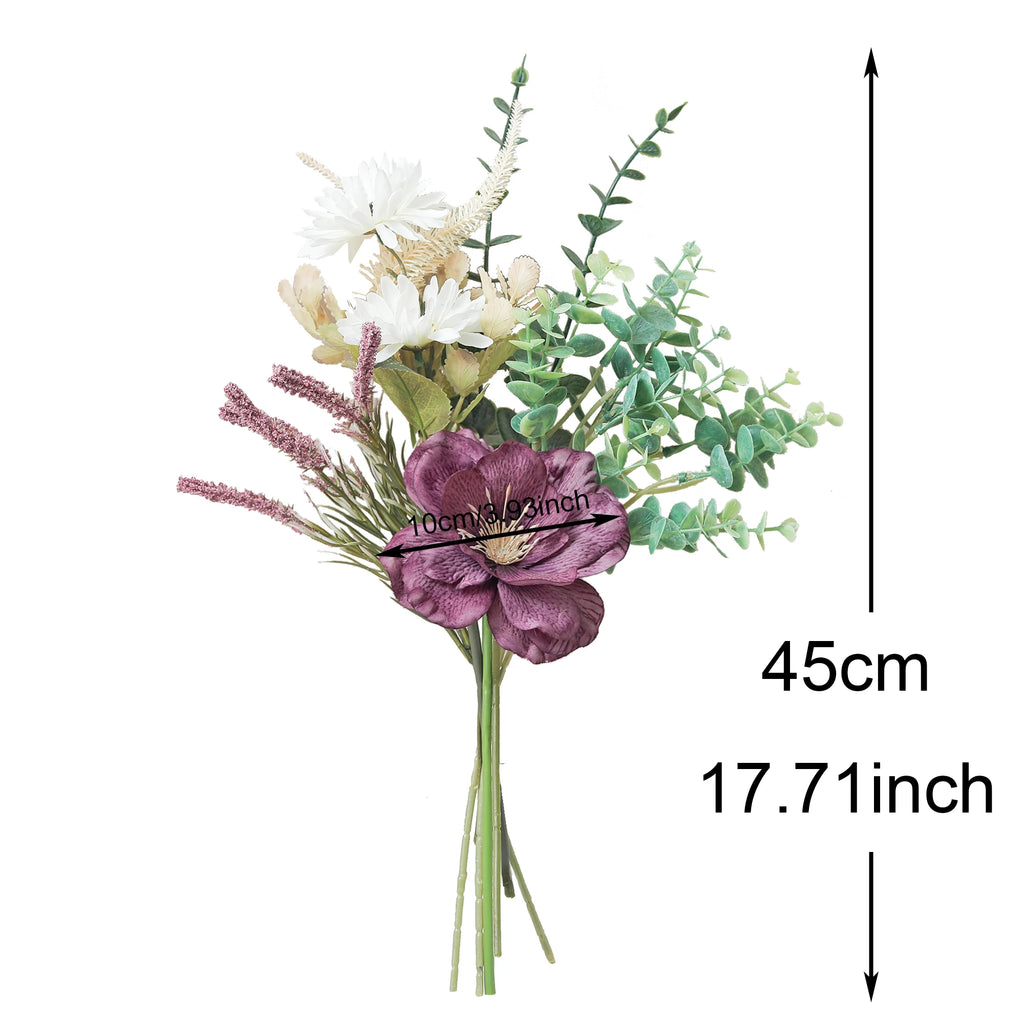 Artificial Silk Peony Poppy Daisy Eucalyptus Bouquet – Home Décor Artificial Flower Bouquet Babs
