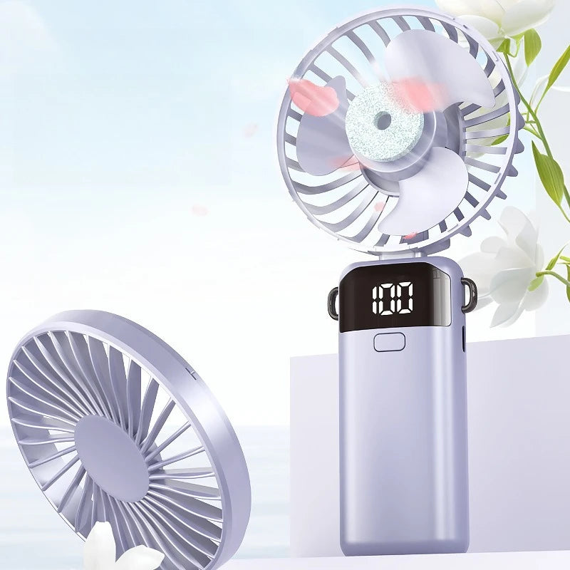 USB Rechargeable Foldable Mini Fan with Digital Display Handheld Mini Fan Babs