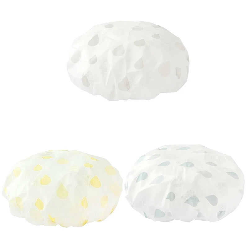 Women's Luxury Reusable Shower Cap – Eco-Friendly Bath & Swim Reusable Shower Cap Babs 3pcs-Blue Apr Grey