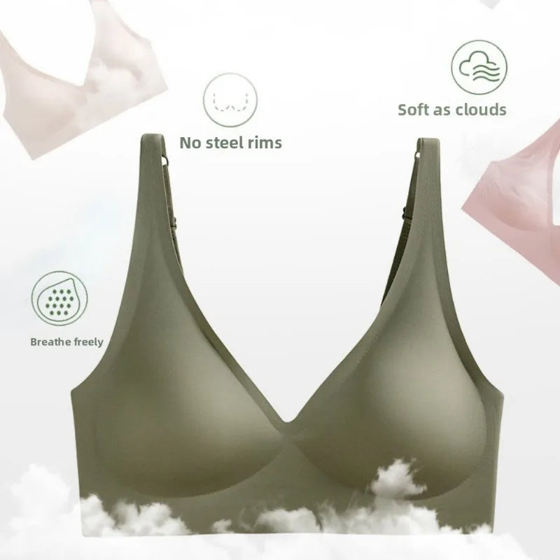 Ice Silk Leopard Deep V Seamless Wireless Bra | Wire-Free Seamless Wireless Bra Babs