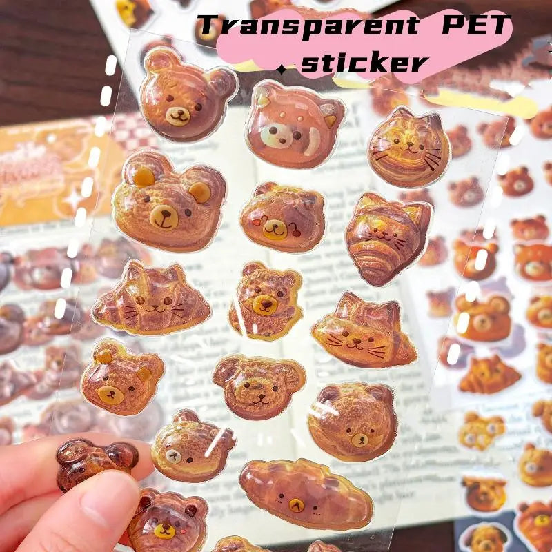 Cute Cartoon Bear 3D Embossed Stickers for DIY & Scrapbooking Decorative Craft Stickers Babs