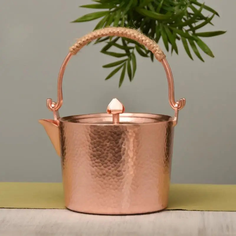 Handmade Pure Copper Kettle 1L – Thickened Teapot Copper Tea Kettle Babs red copper-1L