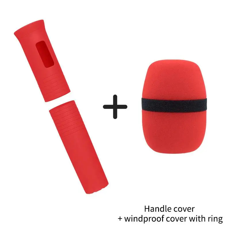 Wireless Mic Rubber Handle Cover – Non-Slip KTV Sleeve Set Mic Handle Cover Babs red2