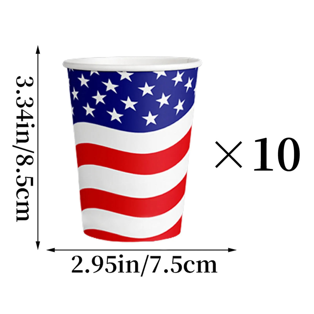 10-Pack Independence Day Paper Cups | American Flag Party Cups Disposable Party Cups Babs