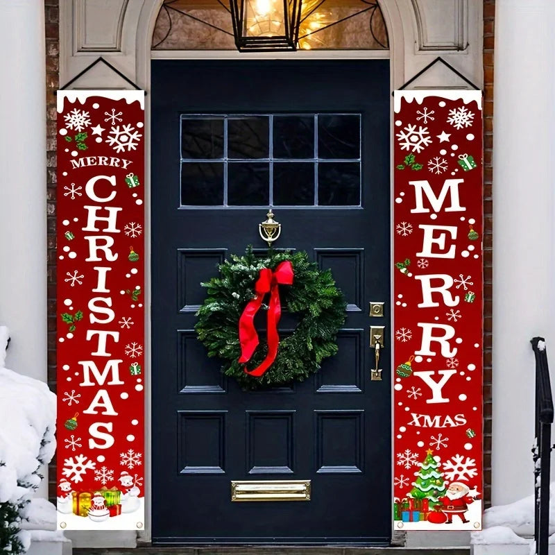 Christmas Banners Pair – 180cm Holiday Home & Garden Decor Holiday Banner Decor Babs