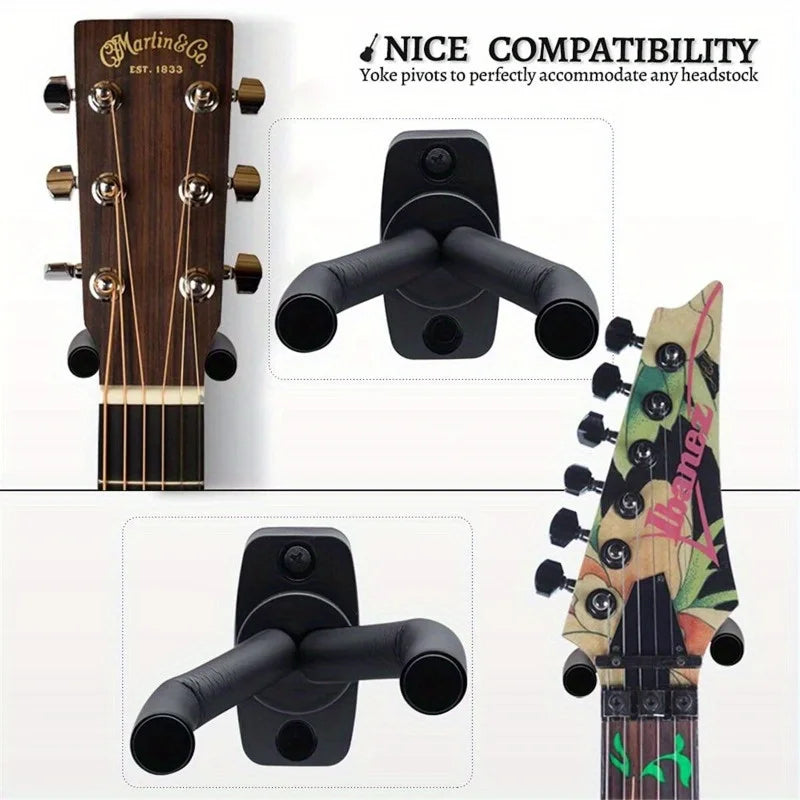 Black Guitar Wall Hanger Hook – All Guitars, Bass & Ukulele Guitar Wall Hanger Babs