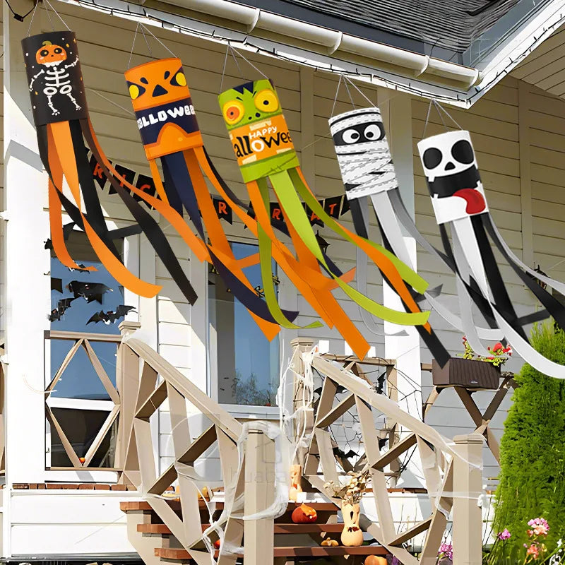Halloween Windsock Flags – Ghost Pumpkin Skeleton Outdoor Decor Halloween Windsock Flag Babs