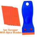 Plastic Razor Scraper Tool + 8 Blades – Sticker & Glue Remover Razor Scraper Tool Babs Blue