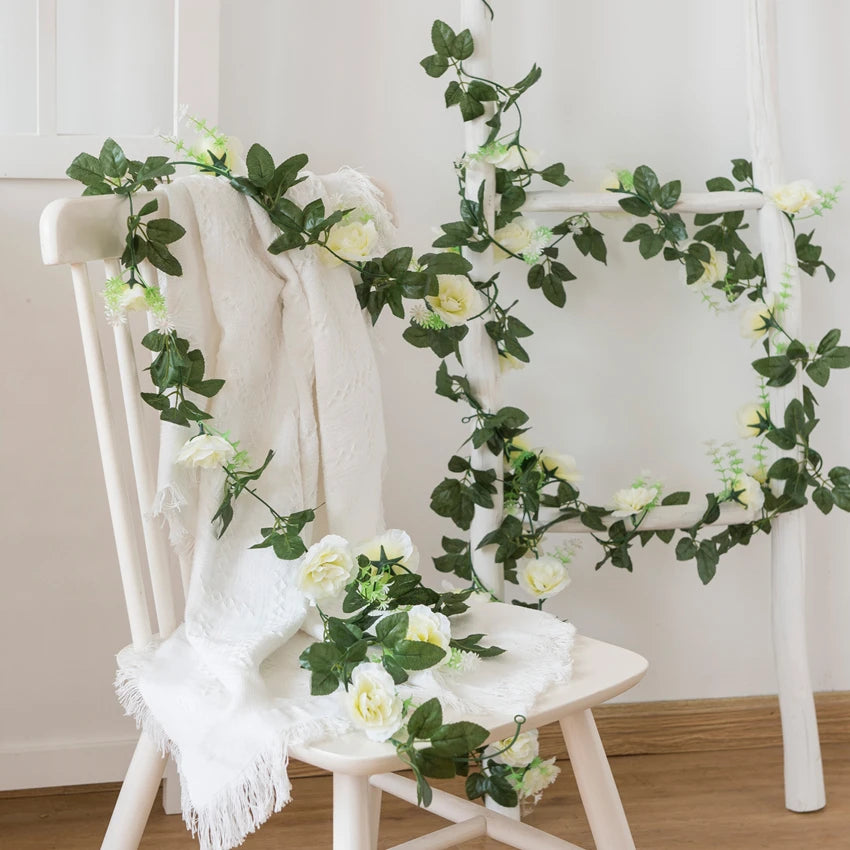 220CM Artificial Rose Vine Silk Garland – Wedding & Home Decor Artificial Flower Garland Babs