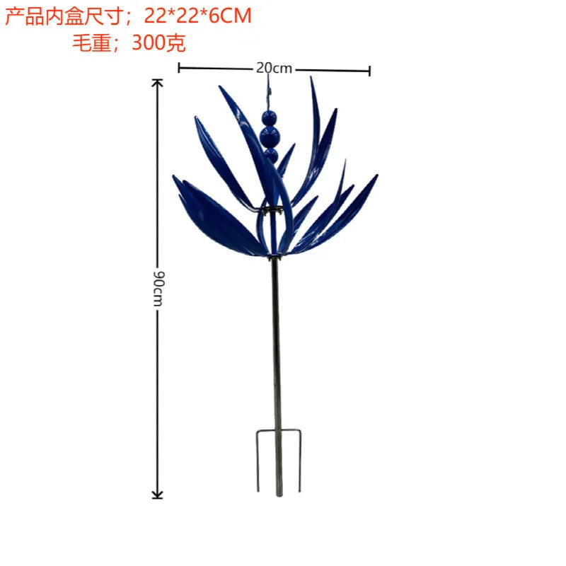 Metal Wrought Iron Spinning Windmill Outdoor Garden Wind Rotator Garden Wind Rotator Babs Blue
