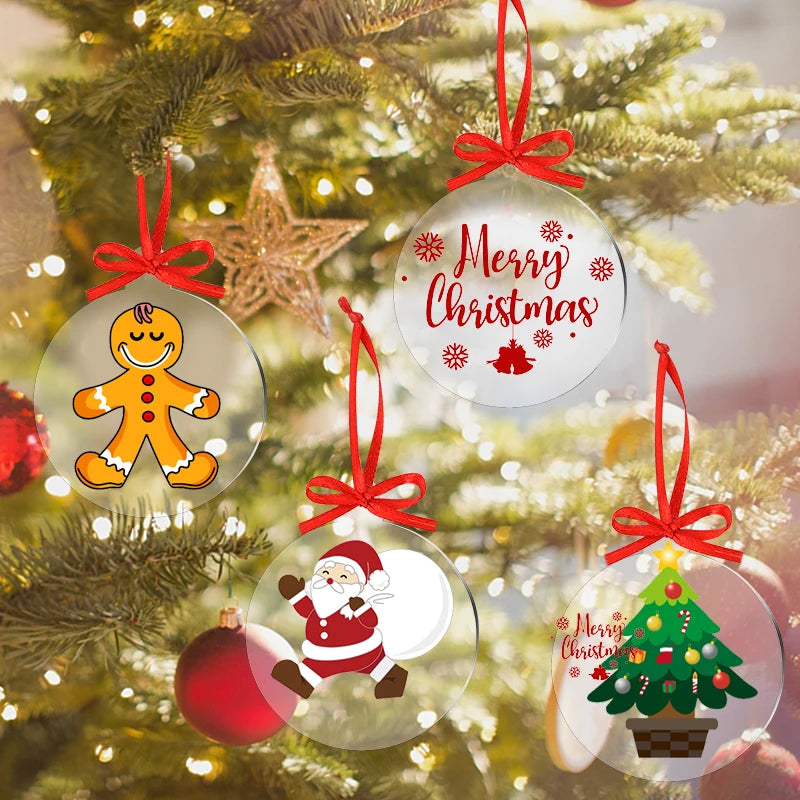 10pcs Clear Acrylic Disc DIY Christmas Tree Ornaments Crafts DIY Ornament Blanks Babs