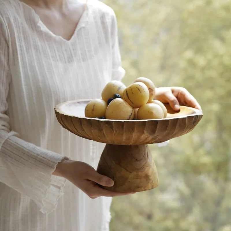 Wooden Fruit Tray | Vintage Luxury Solid Wood Fruit Bowl Wood Fruit Bowl Babs