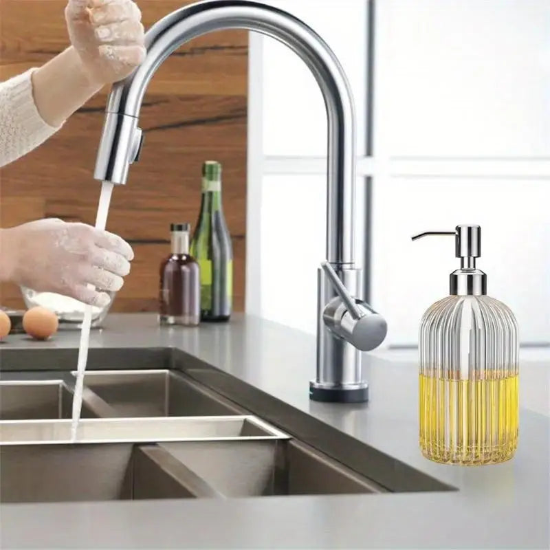 Large Clear Glass Soap Dispenser – Press Pump Bottle Glass Soap Dispenser Babs