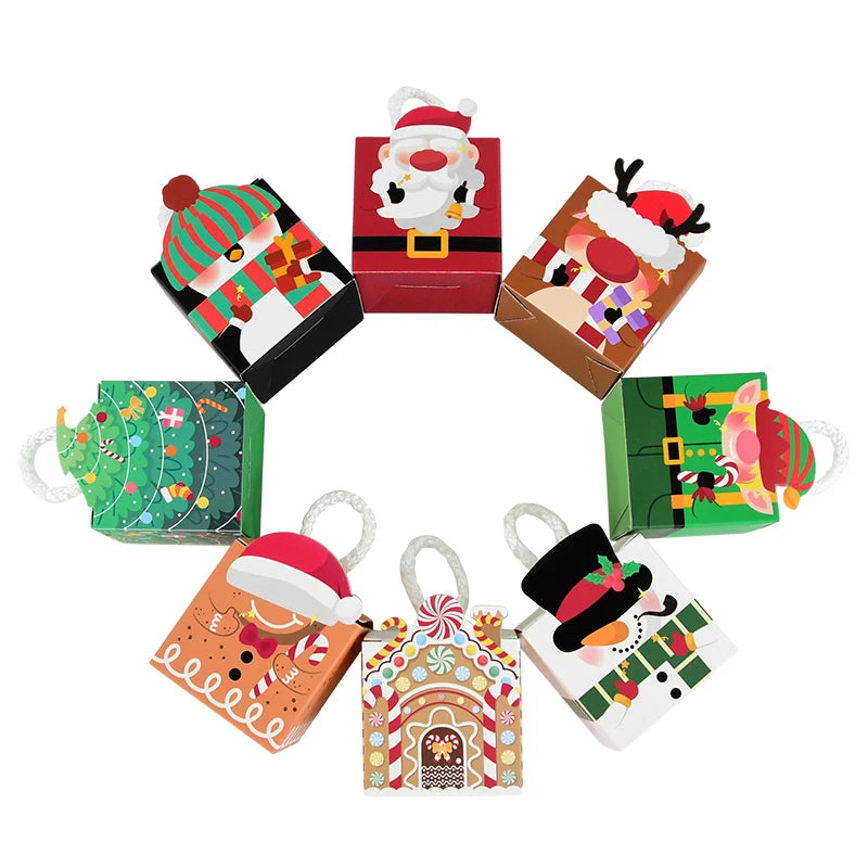 10 Christmas Paper Gift Boxes – Santa, Snowman & Xmas Tree Christmas Gift Boxes Babs