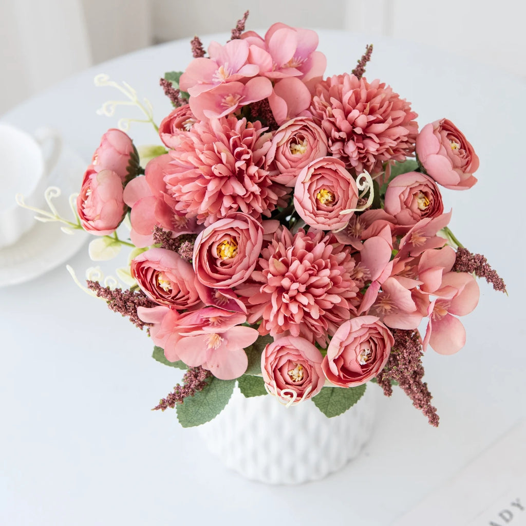 Artificial Silk Rose & Hydrangea Bouquet – Wedding & Home Decor Artificial Flower Bouquet Babs