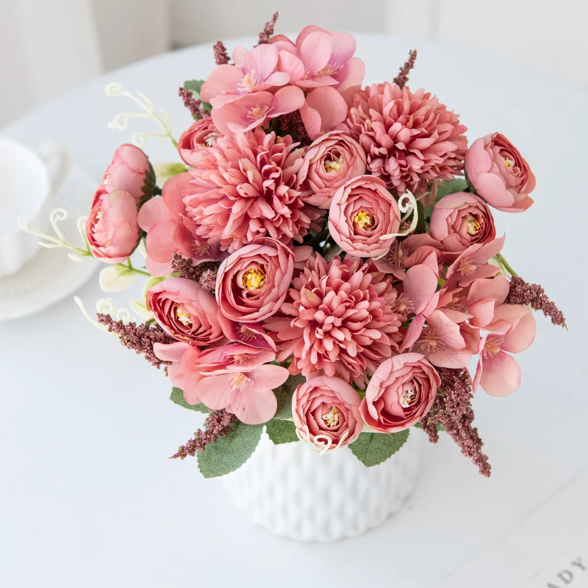 Artificial Silk Rose & Hydrangea Bouquet – Wedding & Home Decor Artificial Flower Bouquet Babs