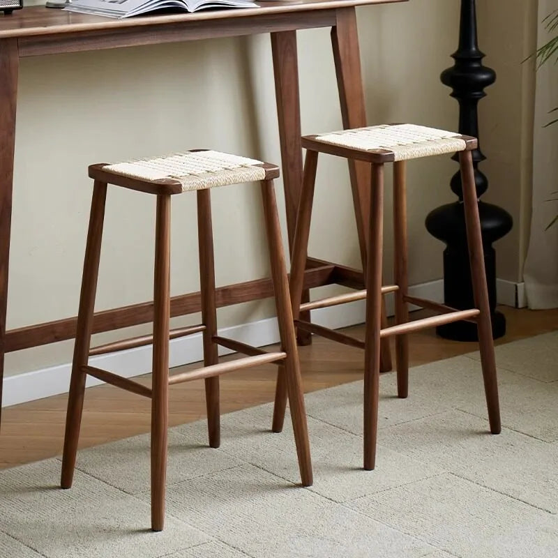 Wooden Woven High Bar Stool – Modern Minimalist Chair Wooden Bar Stool Babs