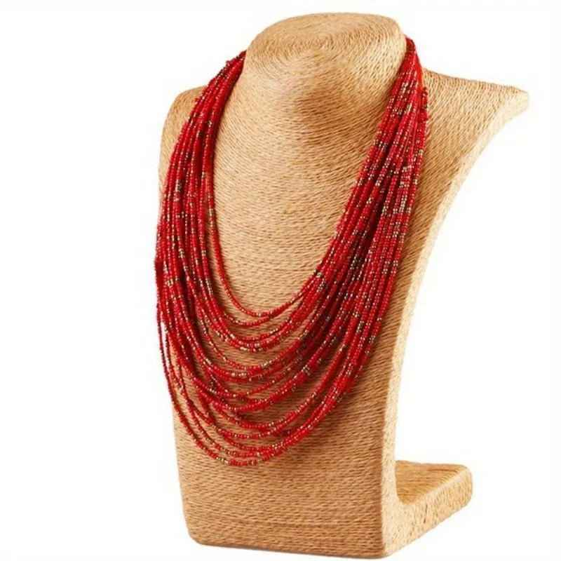 African Acrylic Bead Bohemian Multilayer Statement Necklace Beaded Statement Necklace Babs