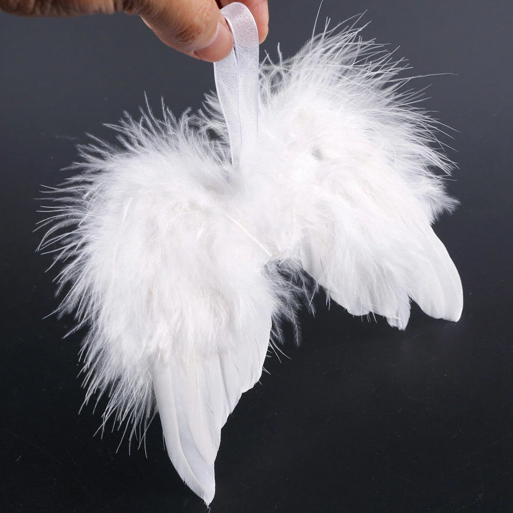 10Pcs Feather Angel Wings Ornaments – Christmas & Wedding Decor Holiday Ornaments Babs