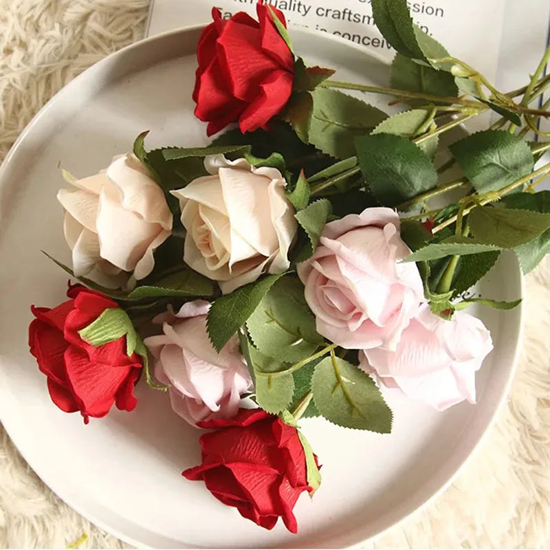 5-Pack Silk Rose Artificial Flowers Long Stem – Wedding Decor Artificial Silk Flowers Babs