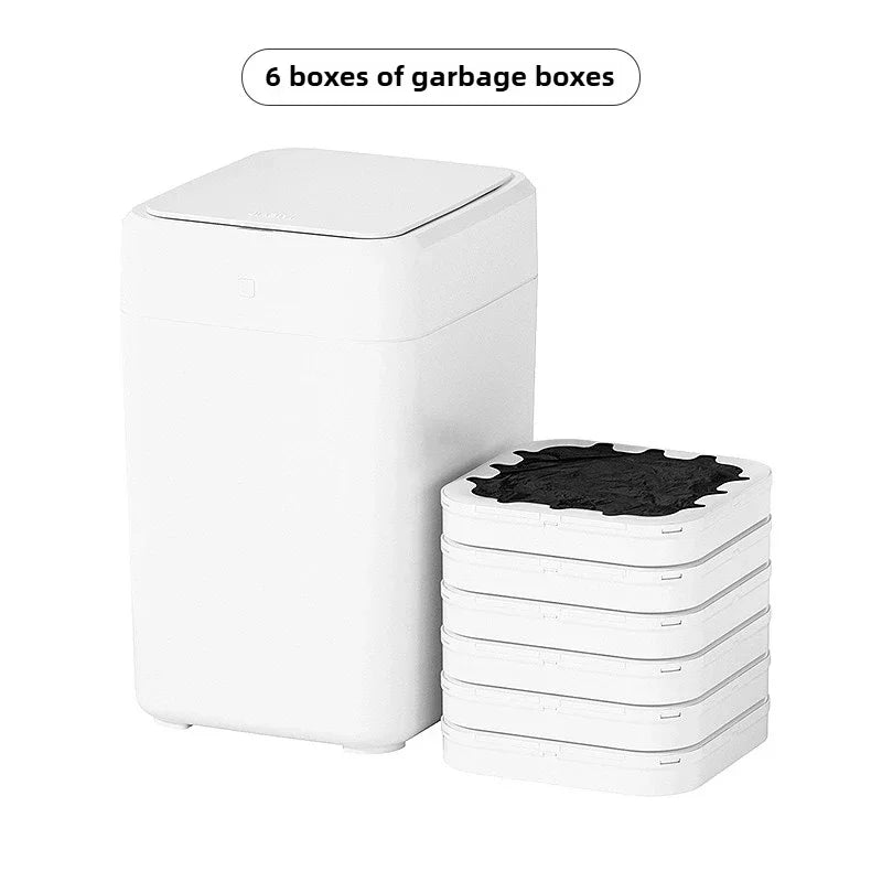 White Smart Sensor Trash Can 17L – Auto Inductive Wastebasket Smart Trash Can Babs 6 boxes of garbage