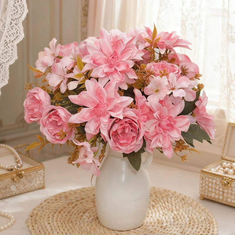 Silk Dahlia Peony Artificial Flowers for Wedding & Home Décor Artificial Silk Flowers Babs
