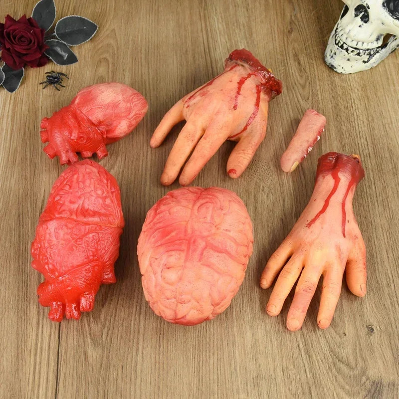 Realistic Halloween Fake Organ Props – Brain Heart Hand Foot Halloween Prop Decoration Babs