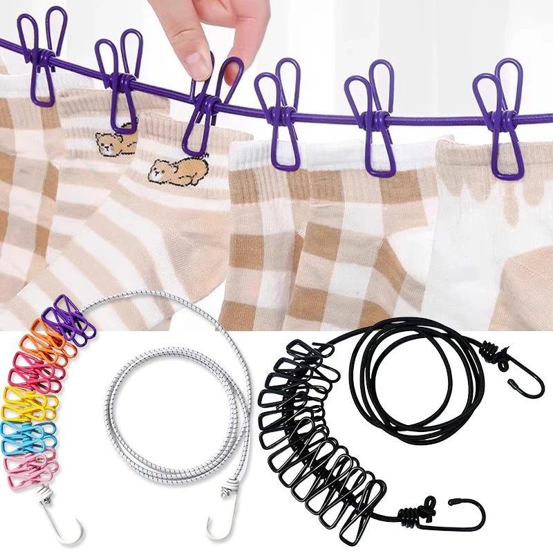 Portable Clothesline with 12 Clothespins – Retractable Travel Portable Clothesline Babs