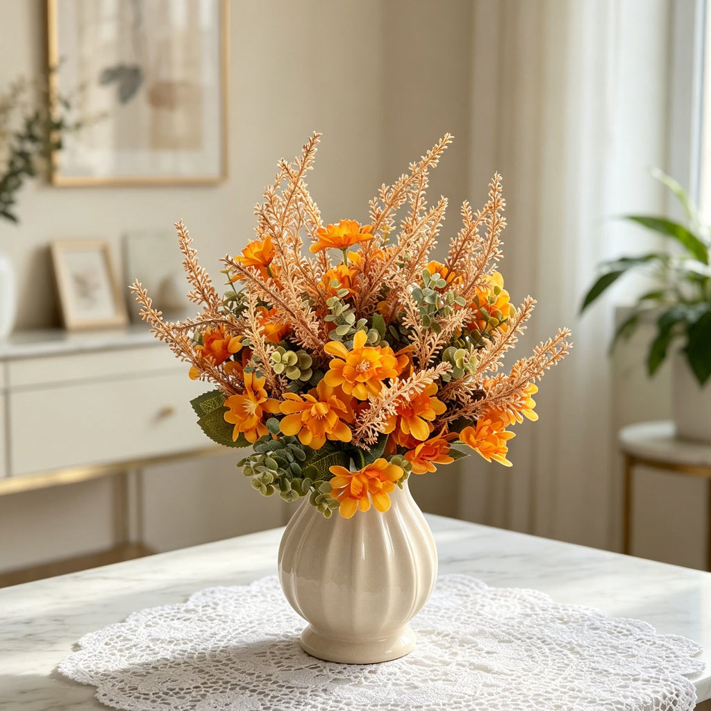 Silk Artificial Chrysanthemum Bouquet – Wedding & Home Décor Artificial Flower Bouquet Babs